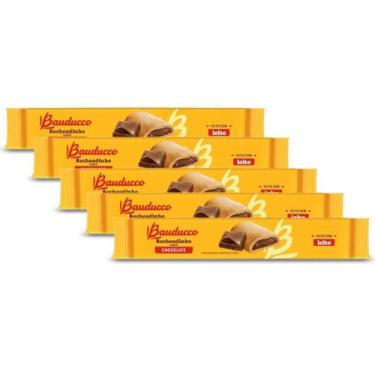 Imagem de Biscoito Recheadinho Bauducco Chocolate Kit 5 Pacotes 108G