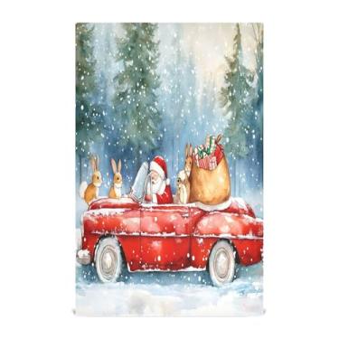 Imagem de xigua Conjunto de 1 panos de prato de cozinha de Papai Noel em aquarela, macios e altamente absorventes de secagem rápida para limpeza de pratos e limpeza à mão, 71 x 45 cm