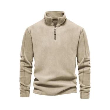 Imagem de Jaqueta Masculina De Lã Grossa E Quente AIOPESON Com Zíper No Pescoço,