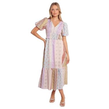 Imagem de Petal & Pup Vestido midi feminino Verona Patchwork, Botânico multi, G