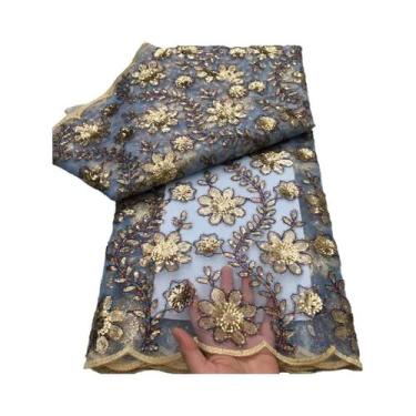 Imagem de Tecido De Renda Tule Francês Luxuoso Com Lantejoulas, 5 Jardas, Alta Q