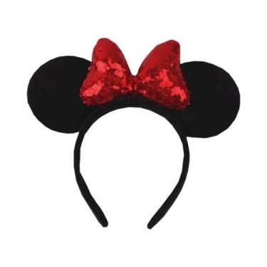 Imagem de Tiara Grande Com Laço De Lantejoulas Da Minnie Mouse Para Mulheres, Ac