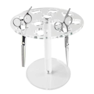 Imagem de Suporte de tesoura para estilista – Organizador de tesoura de 11 furos, organizador de barbeiro, organizador de acrílico, acessórios de mesa para escova de maquiagem, pentes, clipes de cabeleireiro