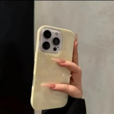 Imagem de Capa protetora de silicone de luxo à prova de choque para iPhone 11, 12, 13, 14, 15, 16e, 16 Pro Max e Plus (para iPhone 16 Pro Max/Amarelo)