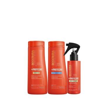 Imagem de Kit shampoo, condicionador, spray - bio extratus +proteção