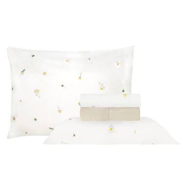 Imagem de Jogo de Cama Duplo Queen 4 Peças Percal 180 Fios Abelha Sonhare Prata