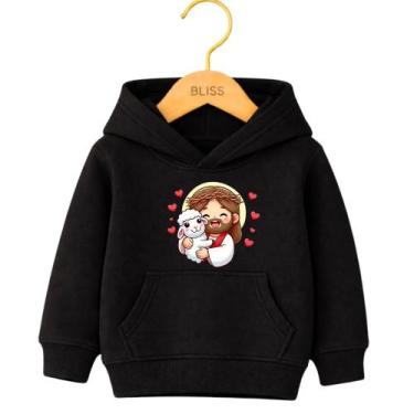 Imagem de Moletom Canguru Infantil Estampa Jesus Ovelhinha Coração 1024 Moda Inf