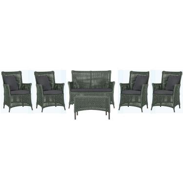 Imagem de Jogo Sofá 4 Poltronas E Mesa Igapó Marrom E11 Trama Original Verde