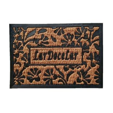 Imagem de Capacho De Poa Fibra Emborrachado Panamá Floral 60x40cm - Uzoo Capacho Fibra Emborrachado Panama 60x40cm Floral