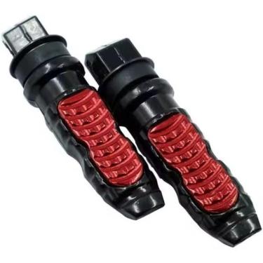 Imagem de Pedaleira Esportiva De Moto Universal - Par Em Alumínio Cromado Para Diversas Marcas E Modelos Cor:vermelho