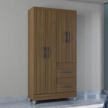 Imagem de Guarda Roupa Solteiro 4 Portas 2 Gavetas com Pes Capri Poquema