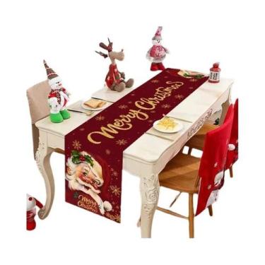 Imagem de Feliz Natal: Caminho De Mesa Papai Noel Para Decoração De Festa De Nat