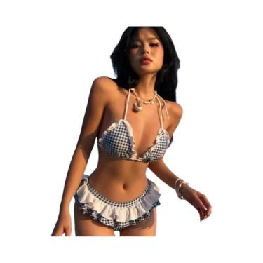 Imagem de Conjunto De Biquíni Com Cintura Baixa E Borda Ondulada, Top Triângulo 