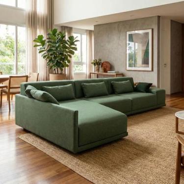 Imagem de Sofá de Canto 5 Lugares com Chaise Lado Esquerdo em Sarja 336x196cm Ve