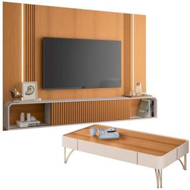 Imagem de Painel Para 85 Pol Zurick E Mesa De Centro Harmony B01 Cinamomo Off Wh