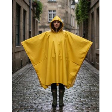Imagem de Capa de Chuva Reforçada Adulto PVC  Modelo Poncho com Capuz, Leve e Co