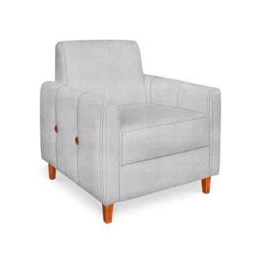 Imagem de Poltrona Zoe Linho Pés De Madeira - Pallazio Cor Cinza