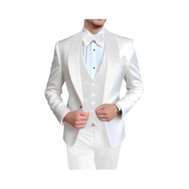 Imagem de Terno Masculino De 3 Peças Personalizado Com Lapela De Lenço Para Casa