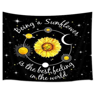 Imagem de Tapeçaria, girassol, parede, microtecido, 150x130cm, estética de quart