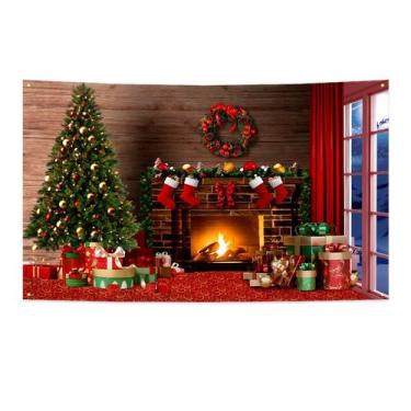 Imagem de Tapeçaria, decoração de parede de árvore de Natal, 150x90cm, microteci