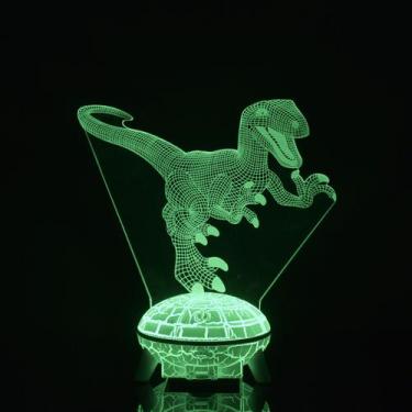 Imagem de Luz noturna LED 3D Jurassic Parks Dinossauros que mudam de cor - Yiwei