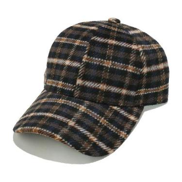 Imagem de Boné de beisebol de inverno, tipo lã, xadrez, poliéster, unissex - Yiw
