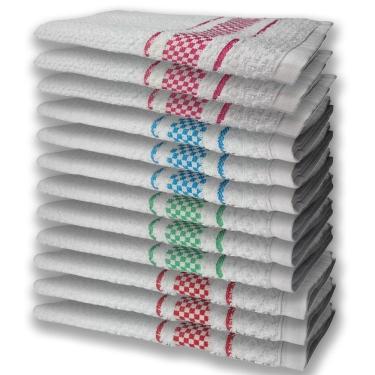 Imagem de 12 Panos De Prato Atoalhado Felpudo Premium Vm+vd+az+rs