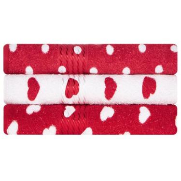 Imagem de Kit 3 Toalhas de Banho 100% Algodão Prisma Dohler, VERMELHO