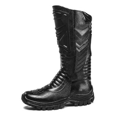 Imagem de Bota Coturno Militar Cano Longo Couro Motociclista Bombeiro - FRANBOOT