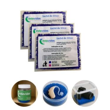 Imagem de Silica Azul Desumidificador Aparelho Auditivo 30G 3 Unidades - Indavid