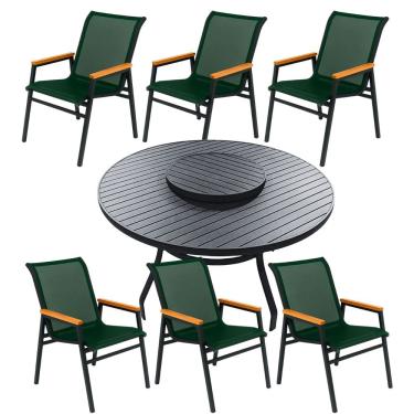 Imagem de Conjunto Mesa Jardim Giratória 6 Poltronas Cadeiras área Externa Lazer Piscina Verde