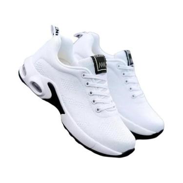 Imagem de Tênis Esportivos Femininos Brancos E Pretos Para Corrida E Atividades 