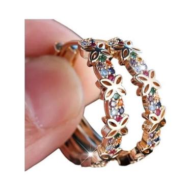 Imagem de Brincos De Argola Femininos Com Zircônia Cúbica Arco-Íris, Joias De Mo