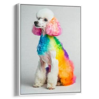 Imagem de Quadro decorativo Poodle Colorido - Art Canvas, 180 x 120 cm, Branco