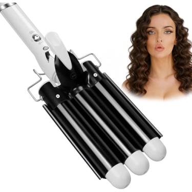 Imagem de Crimpador de cabelo ondulado de três barris: Ferramenta de cabelo Aleath de dupla tensã...