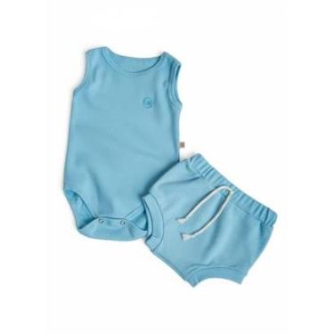 Imagem de Body Bebe Regata Com Shorts Tapa Fralda Canelado-Unissex