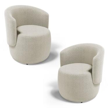 Imagem de Kit 02 Poltronas Decorativas Aisha Orgânica Bouclê Bege Abmaza