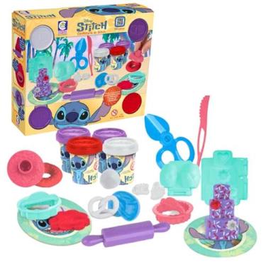 Imagem de Massinha De Modelar Infantil Confeitaria Stitch Disney Com 4 Massinhas