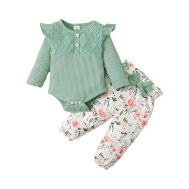 Imagem de Conjunto De 3 Peças Para Bebês Meninas, Primavera E Outono, Manga Comp