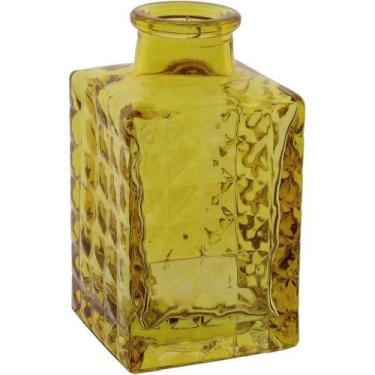 Imagem de Vaso Decorativo Enfeite Casa Garrafa Home&co Vidro 9x5x5cm Amarelo - H