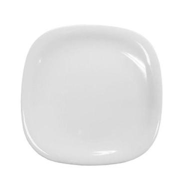 Imagem de Jogo 6 Prato Raso Branco Quadrado Square 25,5cm Vidro Opalino Jantar E