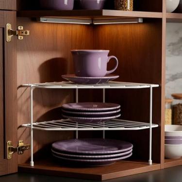 Imagem de Prateleira Organizadora Canto Armário Cozinha Preto Branco Cor:Branco 