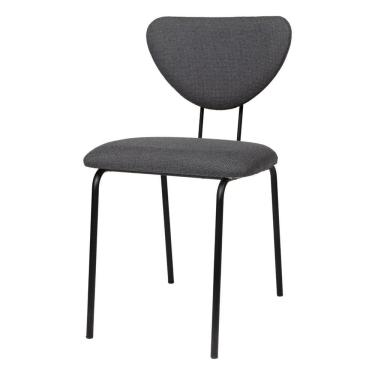 Imagem de Cadeira de Jantar Estofada Design Industrial e Pés em Aço Vitta Preto / Linho Grafite