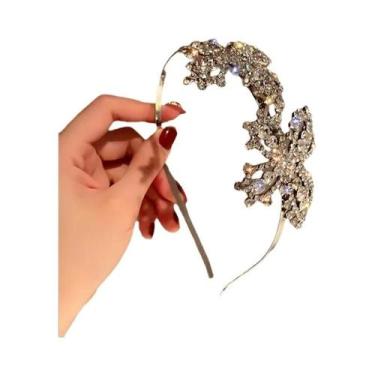 Imagem de Tiara Elegante Com Pérolas E Strass Para Mulheres, Acessório De Cabelo