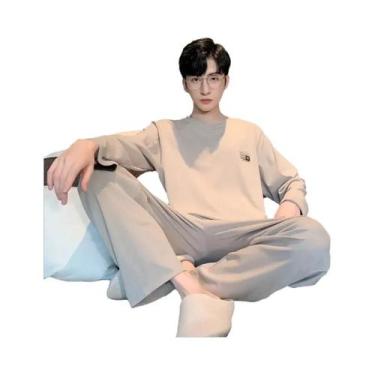Imagem de Conjunto De Pijama Masculino Xadrez De Manga Longa Com Camisa De Botõe