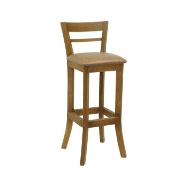 Imagem de Banqueta Alta Bistrô Sevilha Madeira Maciça - Amêndoa Assento Estofado