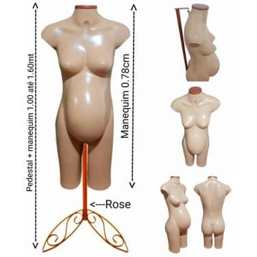 Imagem de Manequim feminino (meio corpo gravida N.38) bege com tampa rose + pede