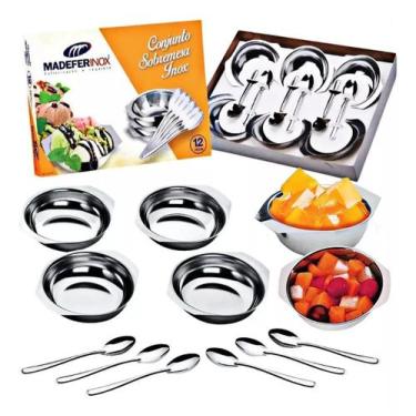 Imagem de Conjunto Sobremesa 12 Peças Inox Barato Kit 6 Colher 6 Taças - Madefer