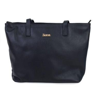 Imagem de Bolsa Feminina Roma Ombro Couro Preta 1030