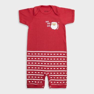 Imagem de Macacão Infantil Manga Curta Baby Duck Comfort - Natal Vermelho, 3